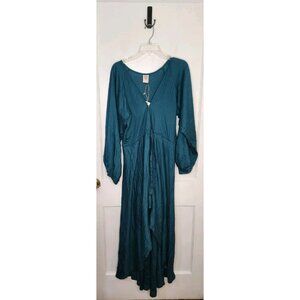 New Bali Elf Linda Dress Emerald Green Blue Hi Lo Boho Maxi Size L